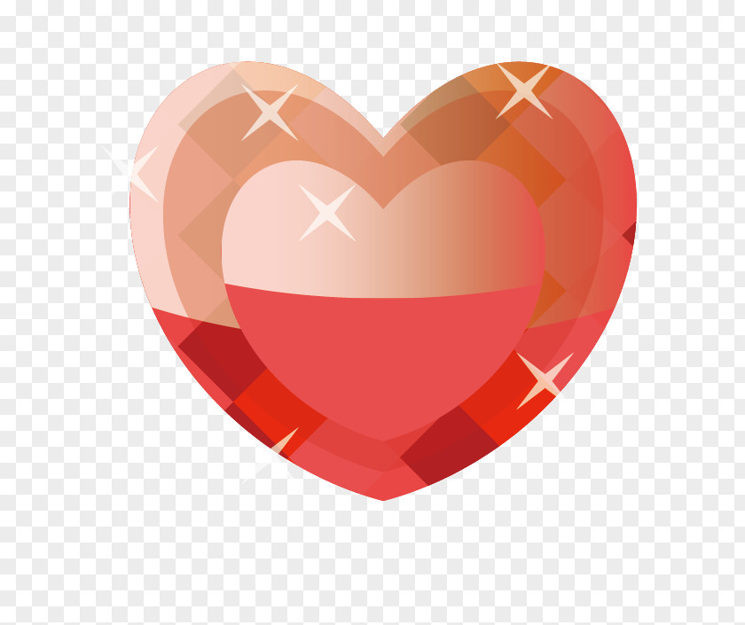 Vector Red Heart-shaped Diamond Flash Heart PNG