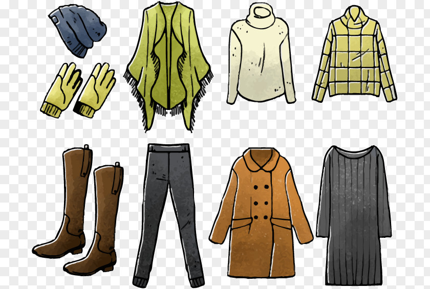 Hand-painted Winter Clothes Coat Clothing Designer PNG