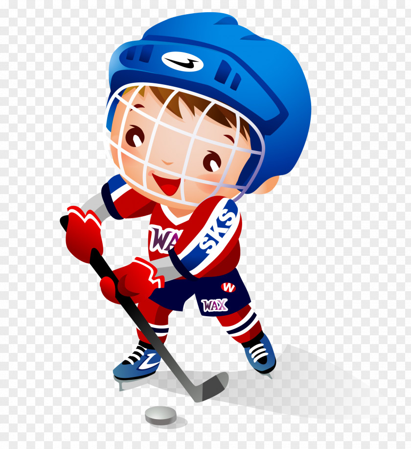 Vector Cartoon Boy Playing Hockey Ice Child Stick Clip Art PNG