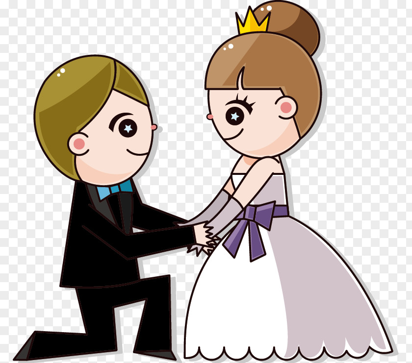 Cartoon Couple Element Wedding Invitation Bride PNG