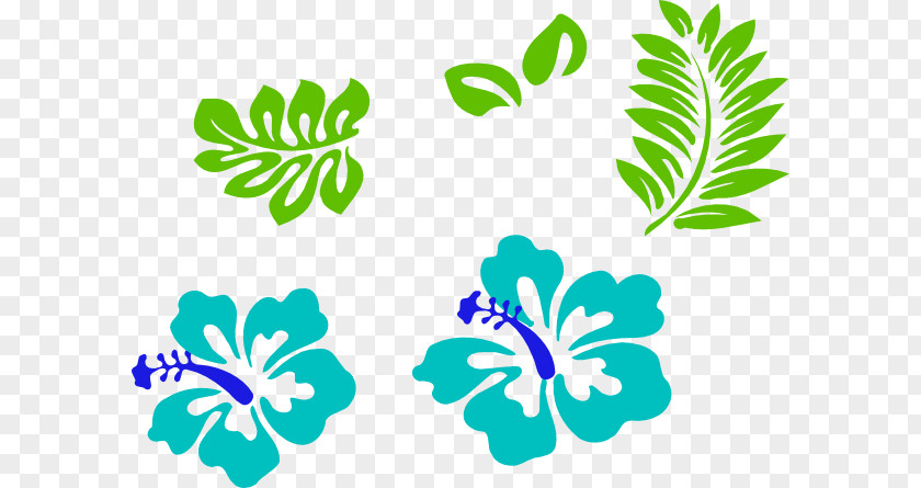 Green Leaves Hibiscus Hawaii Clip Art Borders And Frames Rosemallows Image PNG