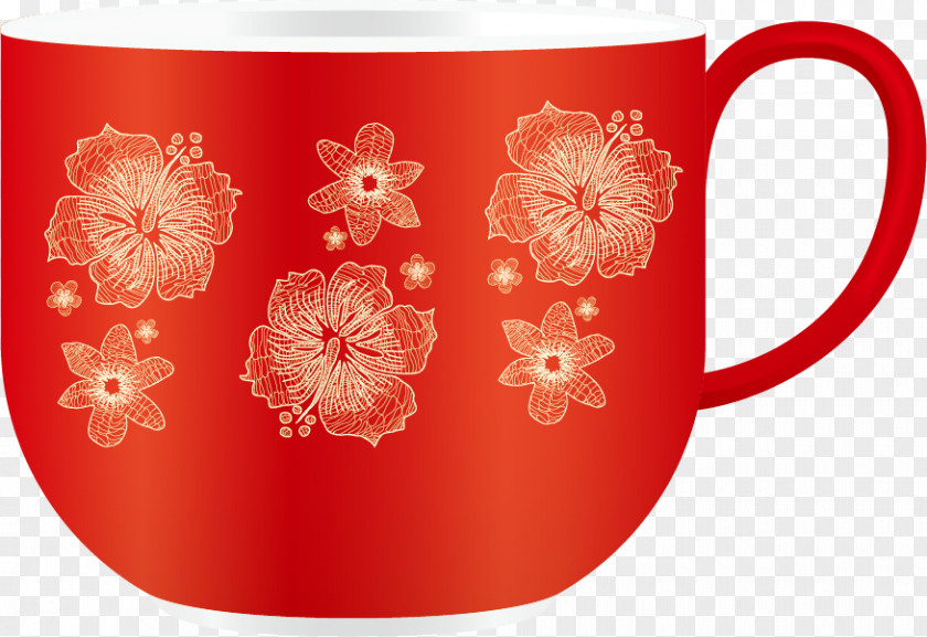 Glass Pattern Coffee Cup Red PNG