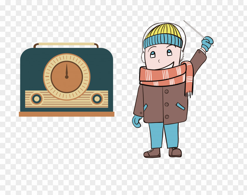 Retro Radio And Wear A Jacket Child Station PNG