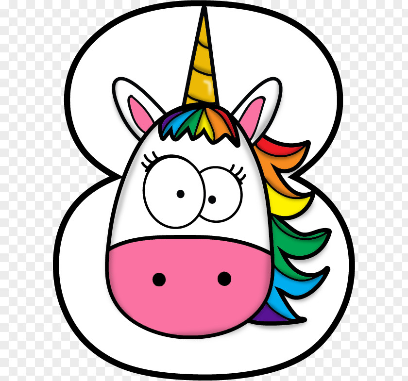 Unicorn Drawing Birthday Number Party PNG