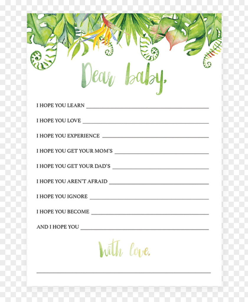 Watercolor Green Leafs Wedding Invitation Mother Goose Baby Shower Infant PNG