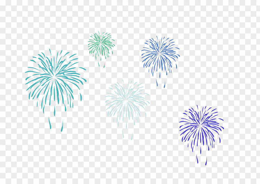 Blue Fresh Fireworks Effect Elements Petal Pattern PNG