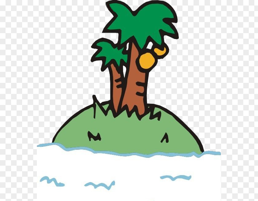 Raised Island Tree Coconut Illustration PNG