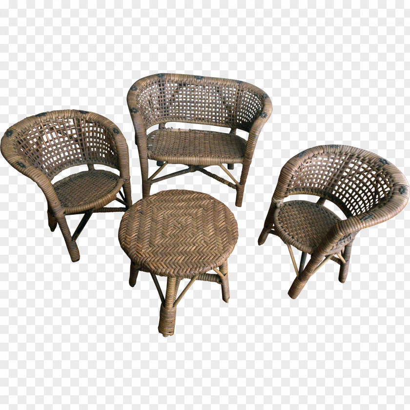 Table Wicker Chair Furniture Living Room PNG