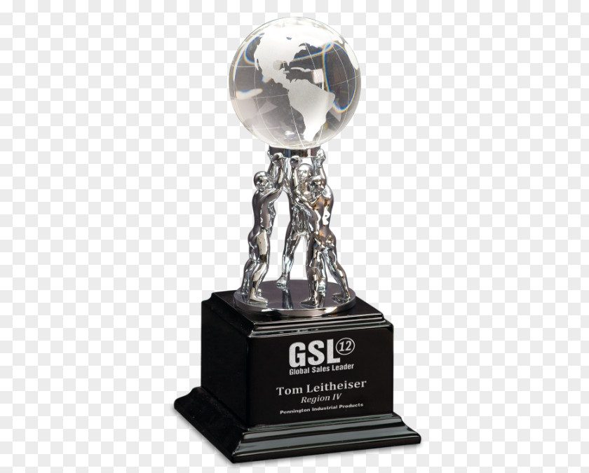 Crystal Trophy Award Teamwork Globe Commemorative Plaque PNG