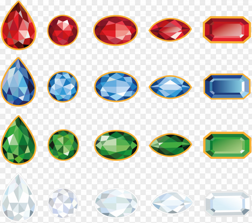 Gemstone Diamond Cut Sapphire Emerald PNG