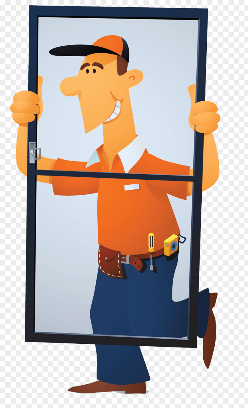 Maintenance Worker Window Door Clip Art Illustration PNG