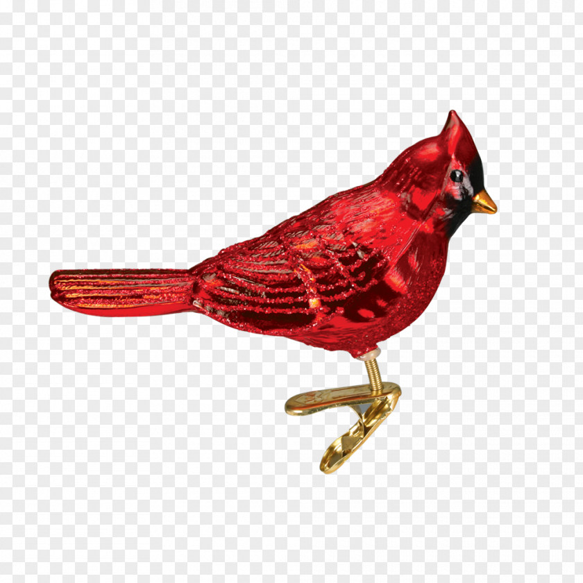 Pink Bird Northern Cardinal Christmas Ornament Glass PNG