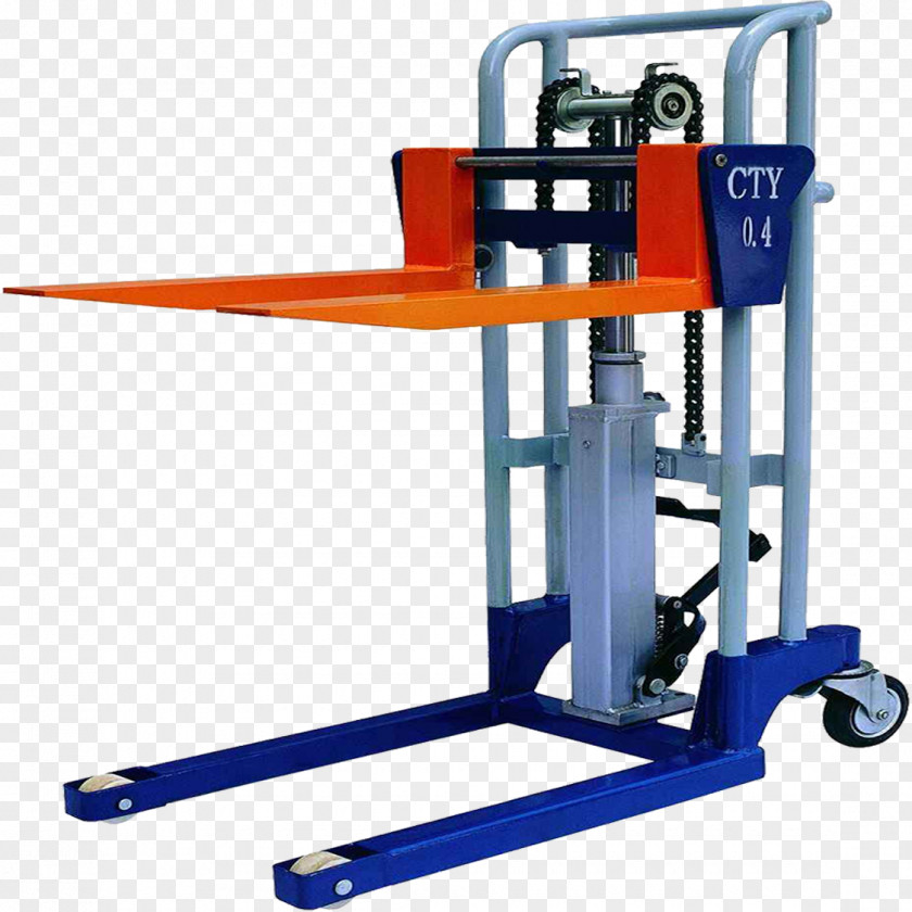 Blue Handling Fork Lift Truck Forklift Hydraulic Machinery Aerial Work Platform Stacker PNG