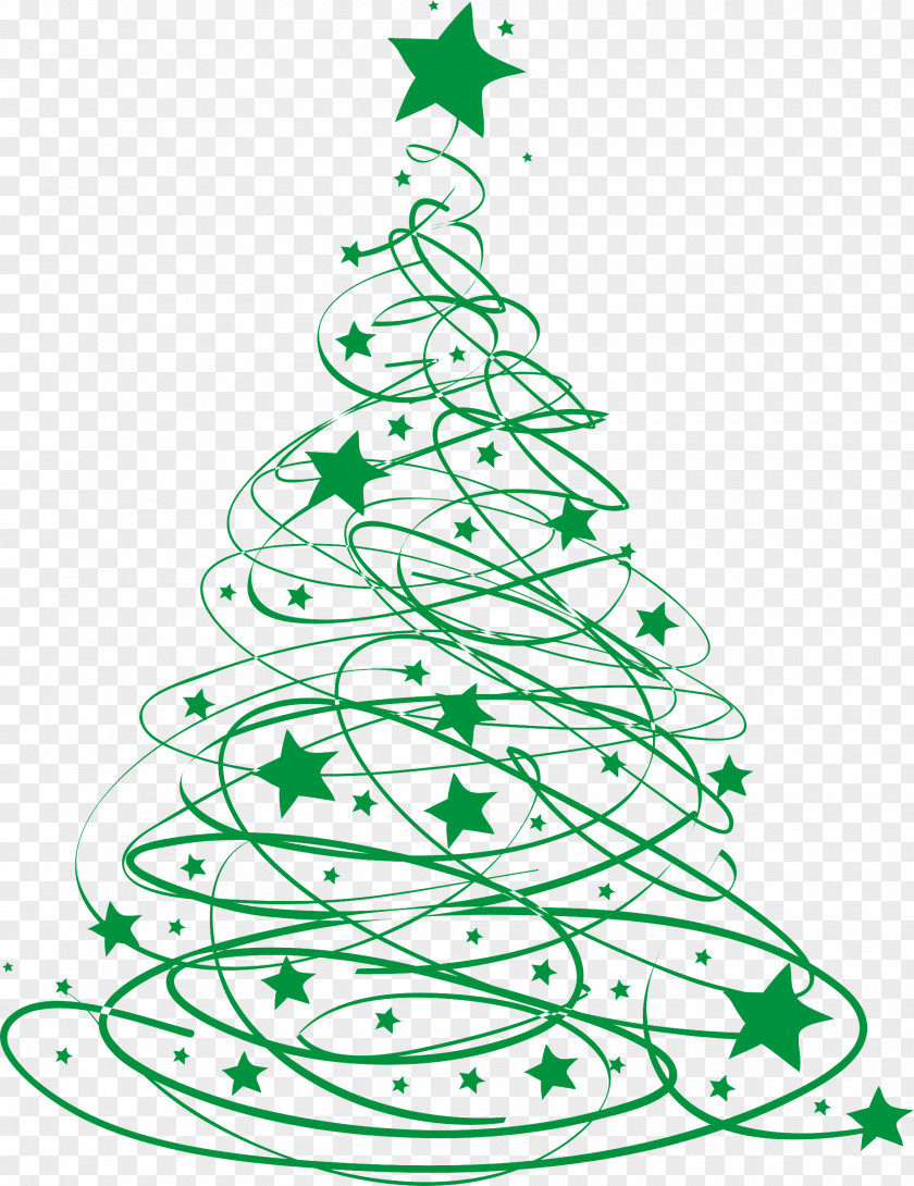 Green Christmas Tree Star Line T-shirt Santa Claus PNG