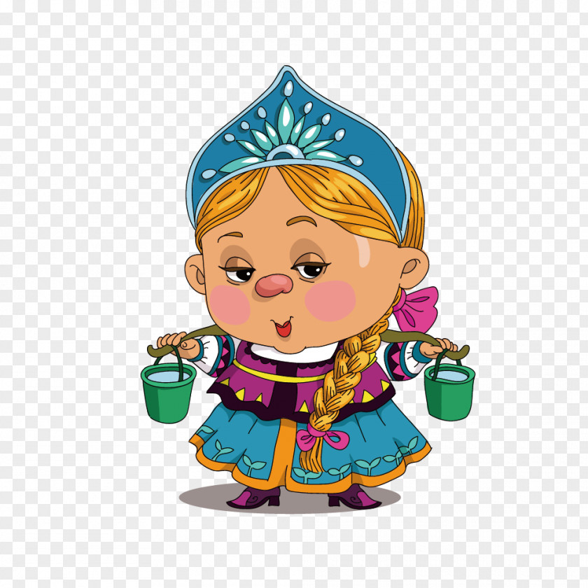 Vector Foreign Medieval Costume Maid Russian Culture Cartoon PNG