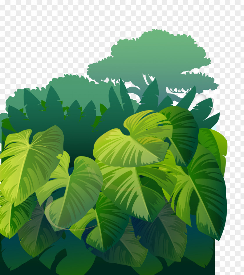 Cartoon Painted Grass Green Leaves Trees Forest Computer File PNG