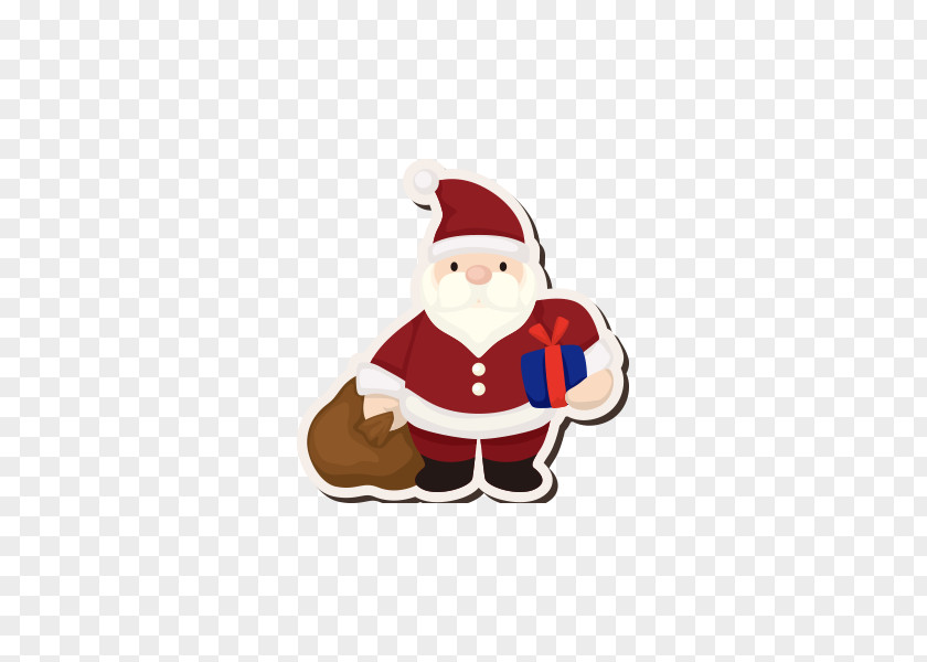 Santa Claus Holding A Gift Cartoon Christmas Ornament PNG