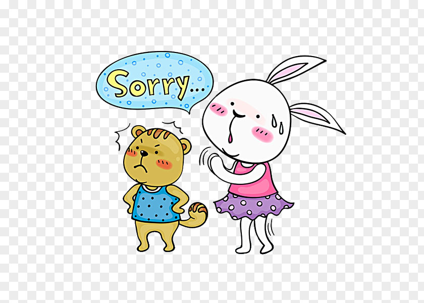 Sorry Rabbit Cartoon Speech Balloon Illustration PNG