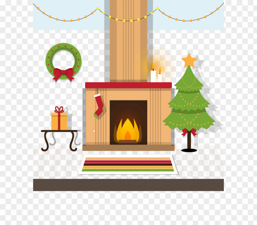 Warm Living Room Christmas Vector Material Tree Euclidean PNG