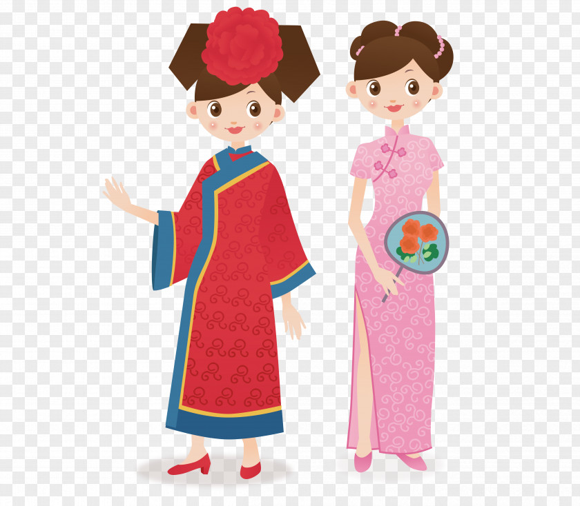 Qing Dynasty Princess And Socialite Republic Cartoon PNG
