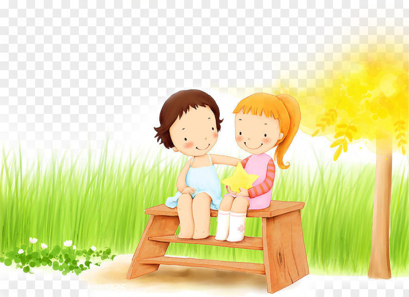 Male And Female Friends Drawing Wallpaper PNG