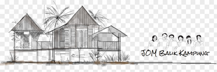 Malay Cartoon Houses Kampong Log Cabin Sketch PNG