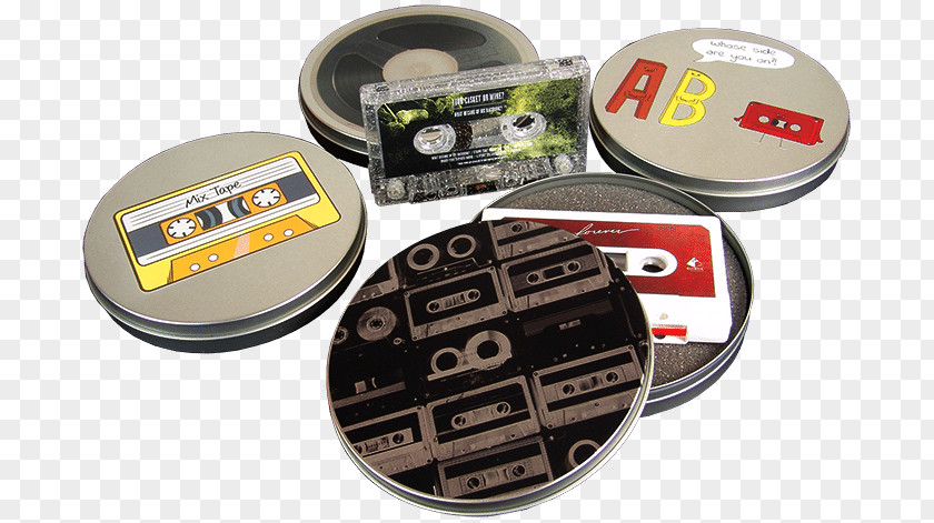 Tin Containers With Lids Wholesale Digital Compact Cassette Printing Reel-to-reel Audio Tape Recording Elcaset PNG