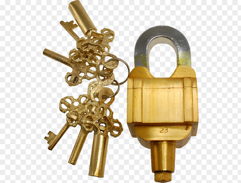 Brass Lock Puzzle Key PNG