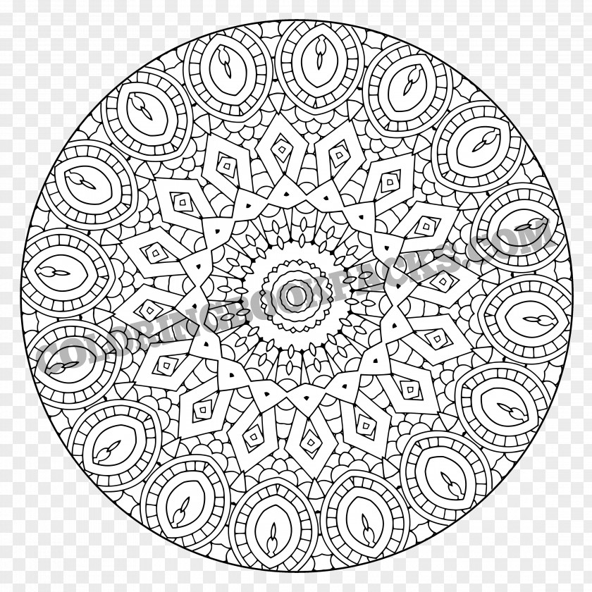 Mandala Contour Coloring Book Drawing Doodle Pattern PNG