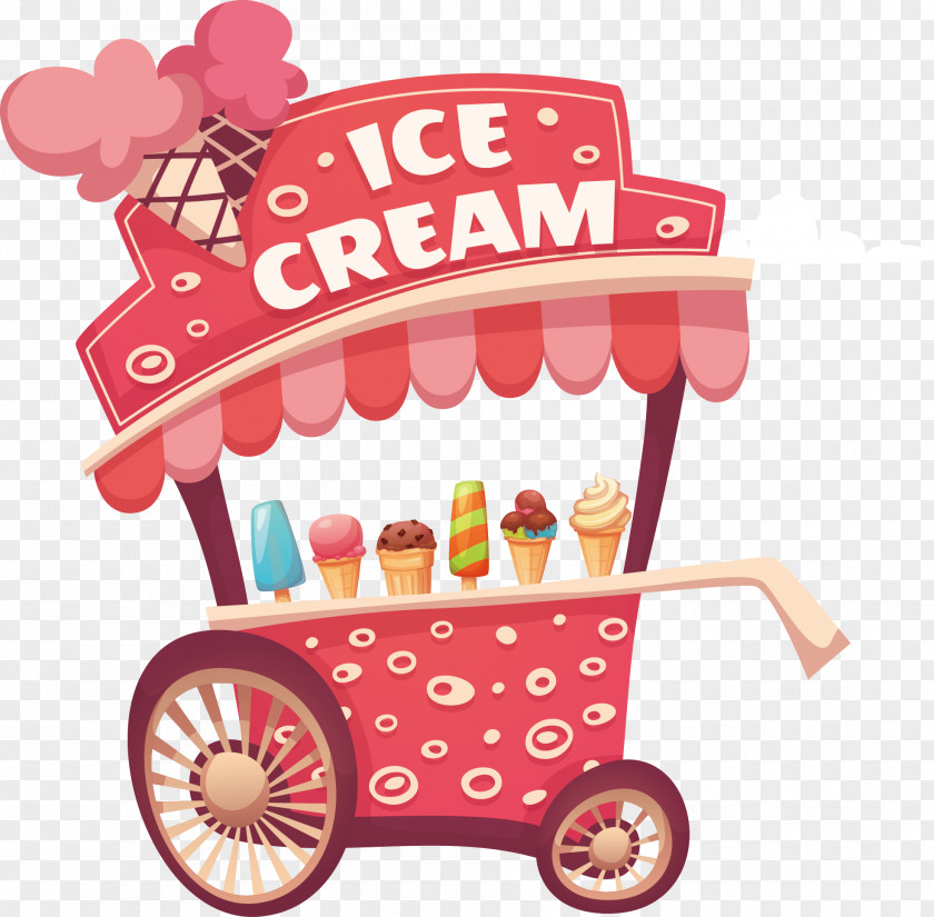 Ice Cream Cart Vector Clip Art PNG