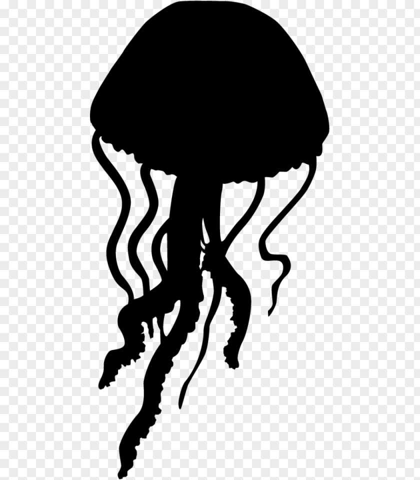 Silhouette Lion's Mane Jellyfish Stencil PNG