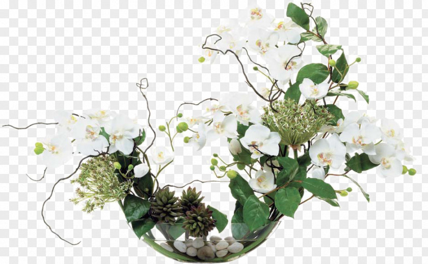 White Flower Glass Floral Design Bouquet Arrangement PNG