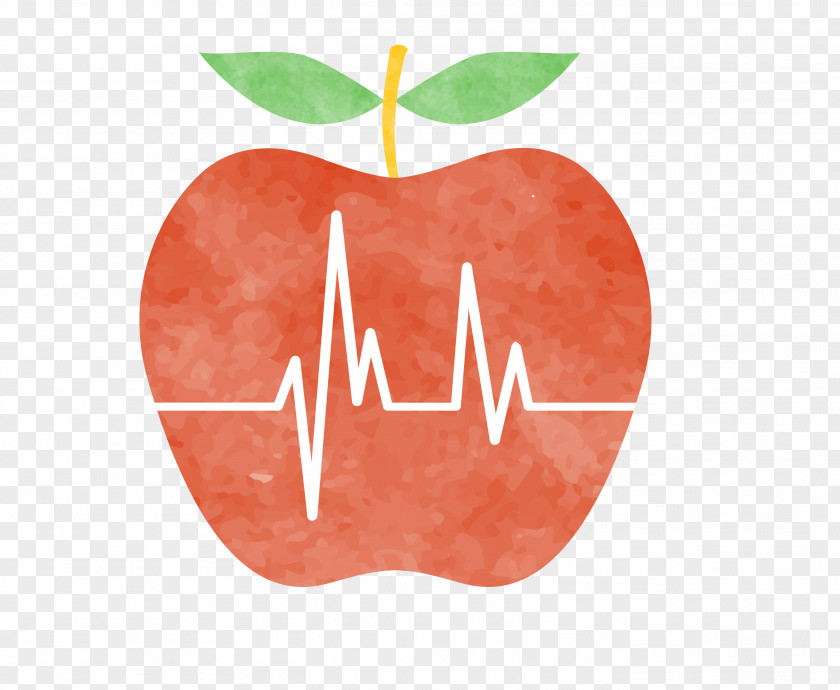 Vector Apple And Electrocardiogram Health Cider Vinegar Eating Weight Loss PNG