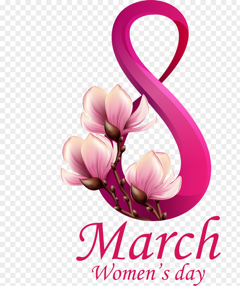 38 Pink Flowers Decorative Pattern Women's Day International Womens March 8 Woman Clip Art PNG