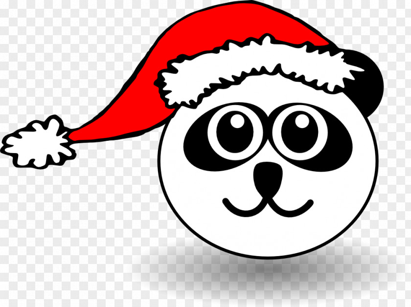 Christmas Black And White Clipart Giant Panda Red Face Clip Art PNG