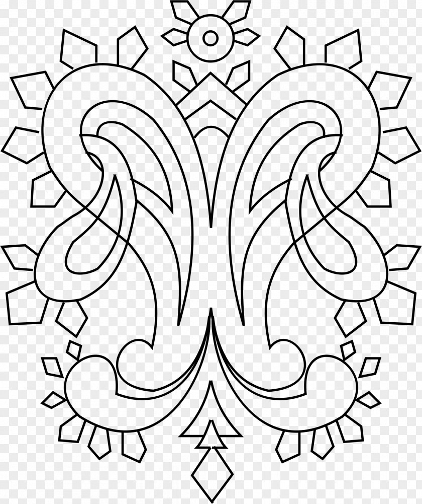 Paisley Motif Floral Design Monochrome Drawing PNG