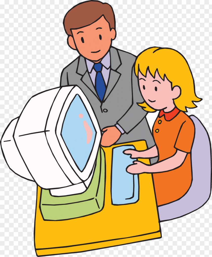 Vector Hand-drawn Computer Operator Student Illustration PNG