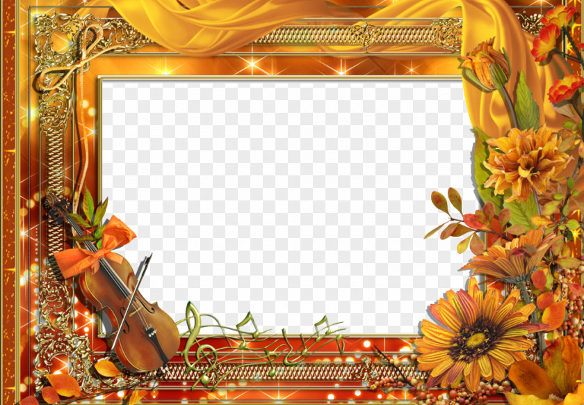 Violin Flowers Border Picture Frame Photography PNG