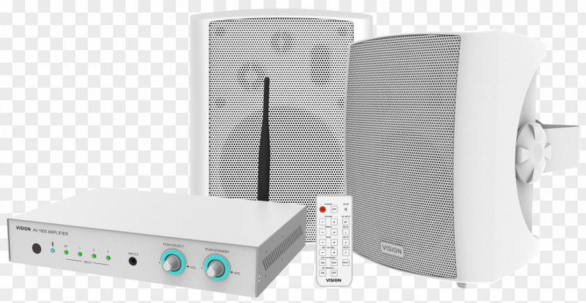 1800ceilingcom VISION PAIR OF WHITE ACTIVE LOUDSPEAKERS 12w Each Audio Power Amplifier Soundbar PNG