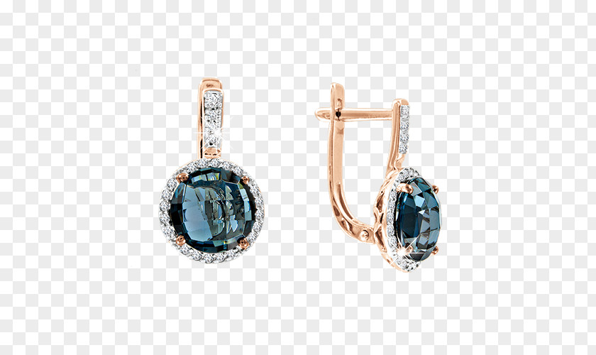 Gold Earring Topaz Brilliant Sapphire PNG
