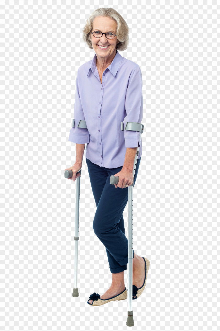 Woman Crutch Old Age Disability Image PNG