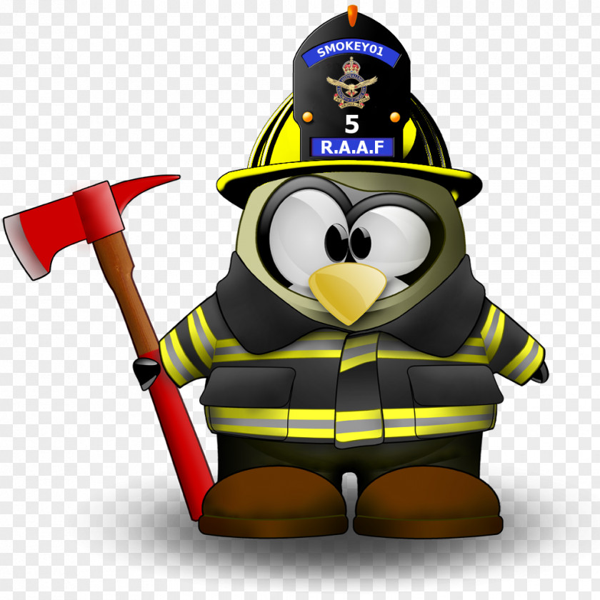 Fireman Tux Racer Penguin Linux Firefighter PNG