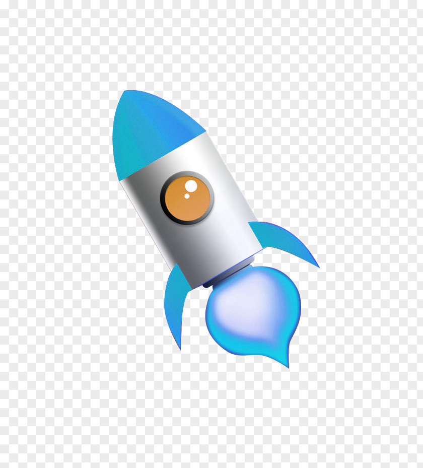 Blue Cartoon Rocket Decoration Pattern PNG
