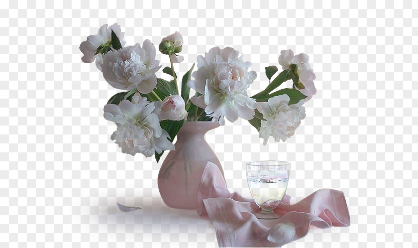 Peony In Vase Floral Design Cut Flowers PNG