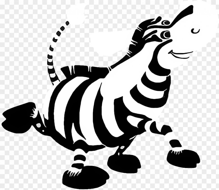 Blackandwhite Terrestrial Animal Figure Cartoon Clip Art Zebra Line PNG