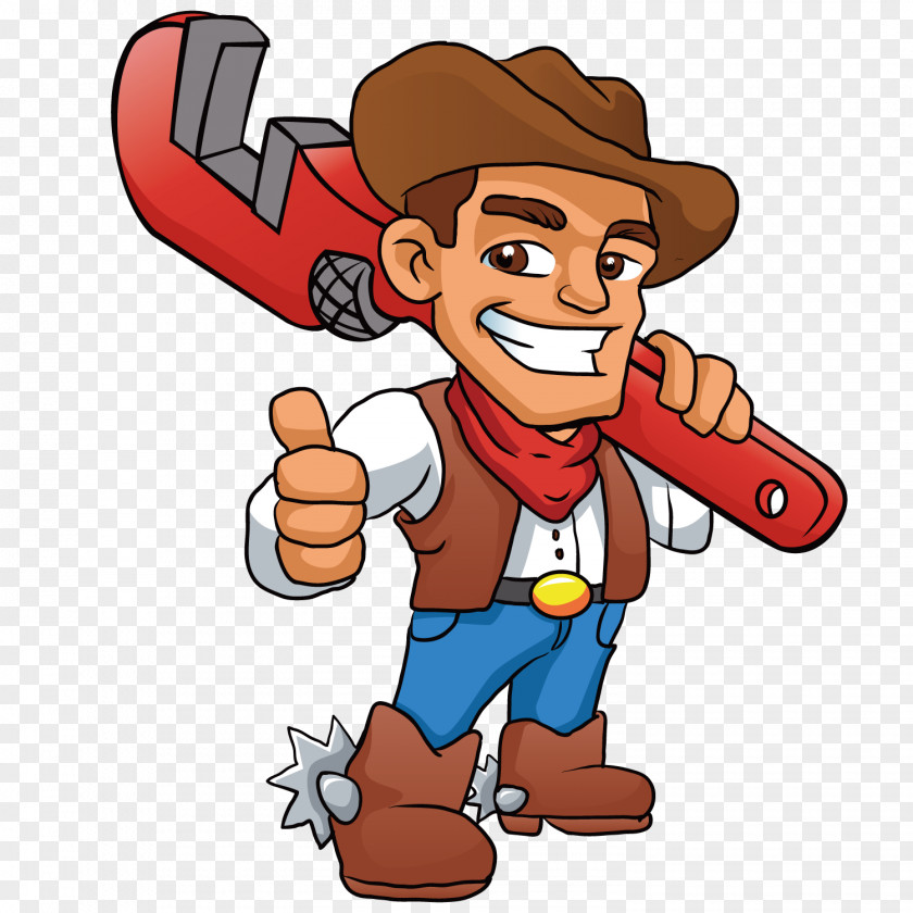 Carrying A Wrench Maintenance Master Plumber Cowboy Stock Photography Illustration PNG