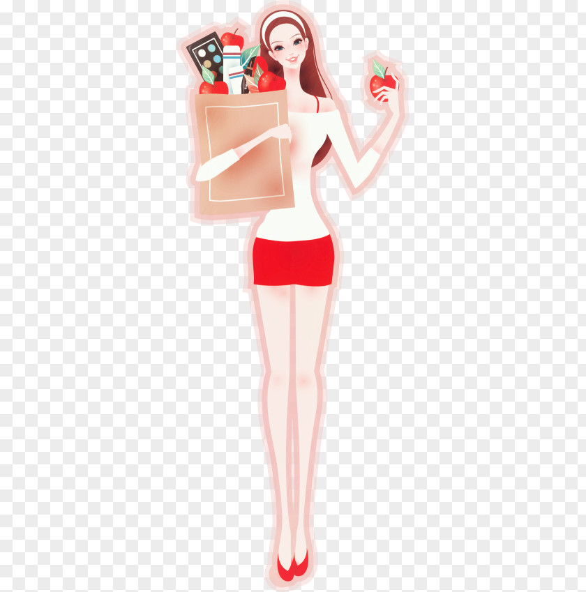 Shopping Women Vector Cartoon Cdr PNG