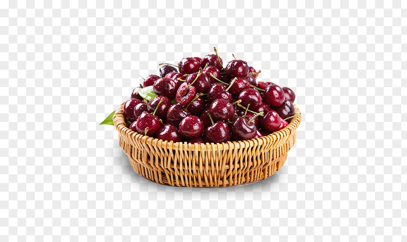 Basket Of Flowers Cherries Fruit Image PNG