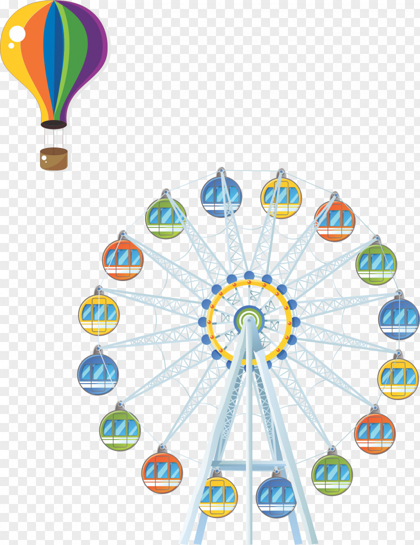Cartoon Windmill Hot Air Balloon Playground Clip Art PNG