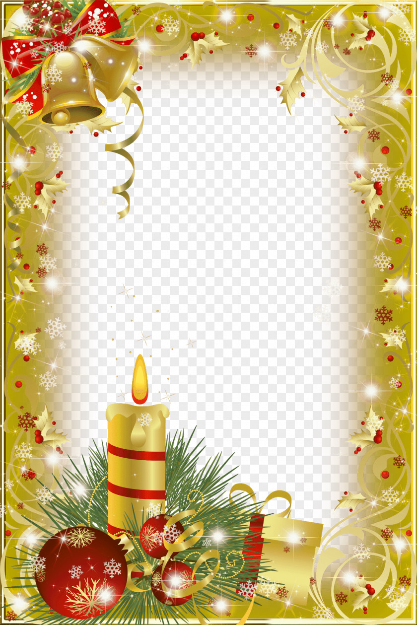 Christmas Frame Gold Candle PNG Candle, lighted gold and red candle christmas baubles clipart PNG